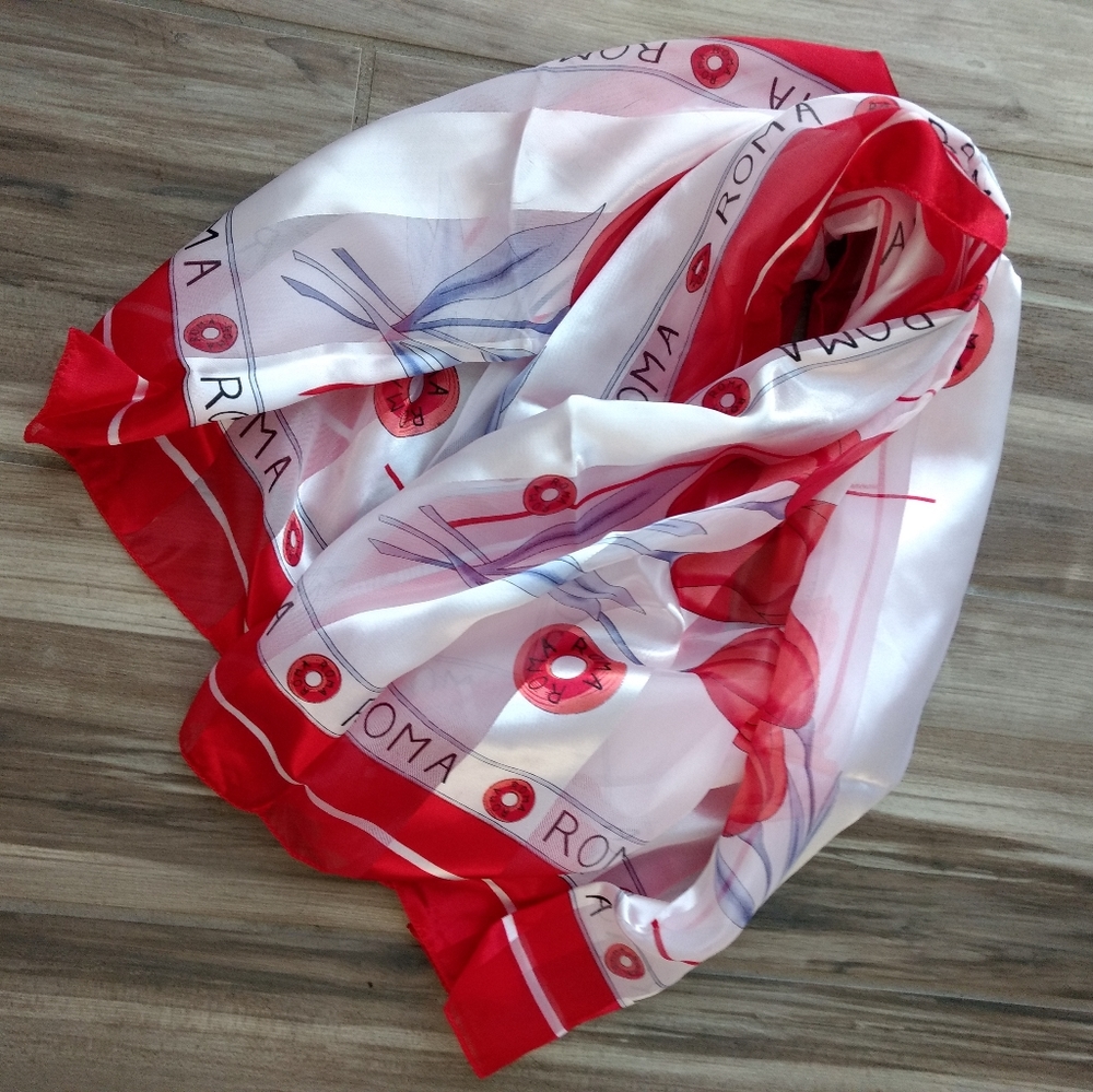 Roma Silk Floral Stripe Scarf Wrap NWOT